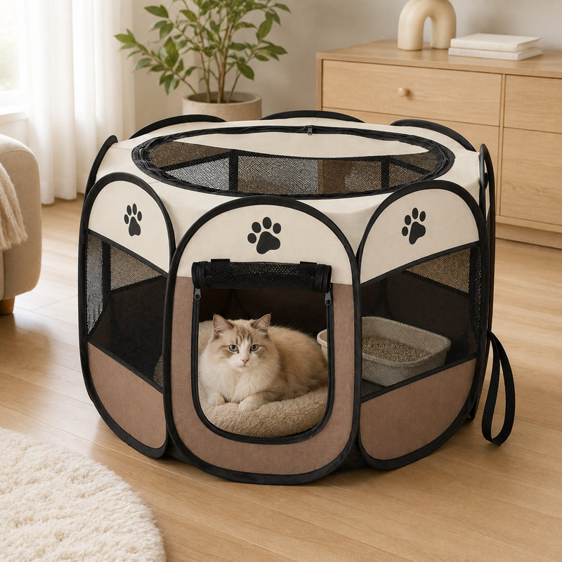 Tente pliable portative pour parc pour animaux de compagnie, enclos de camping pour l'intérieur et l'extérieur pour chiots, petits chiens et chats