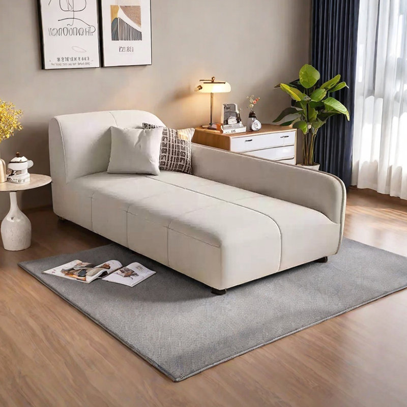 Méridiennes modernes et simples en flanelle, Orienté à gauche (vu de face), Beige
