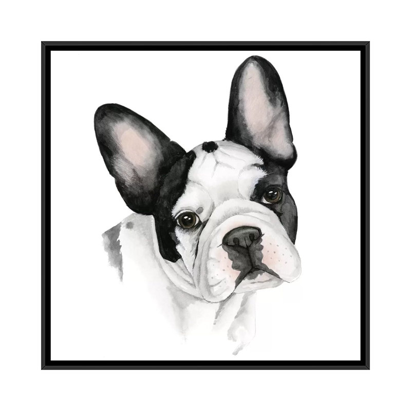 « human best friend iv », impression sur toile, H 18 po x l 18 po x P 1,5 po, Toile avec cadre noir, Pas de tapis