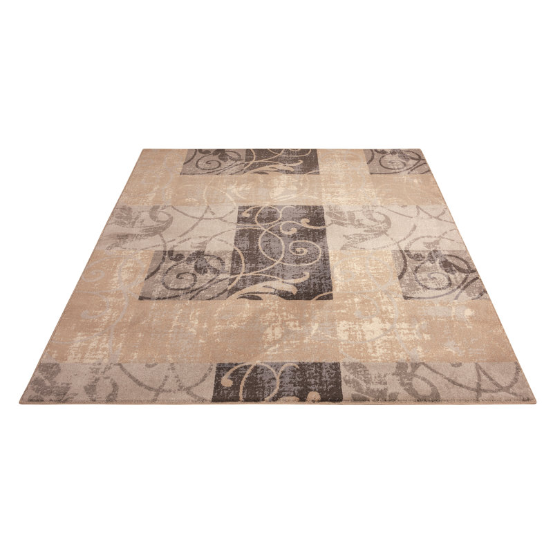 Tapis beige / gris à motif abstrait Aberdeen, Rectangle 9 pi 3 po x 12 pi 9 po