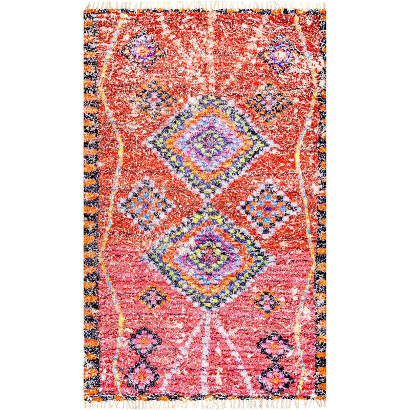 Tapis de zone rouge touffeté à la main Trueman, Rectangle 5 pi x 8 pi