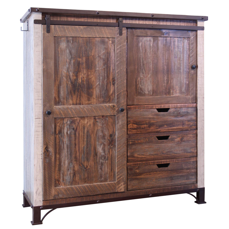 Commode pour homme 55 pouces à trois tiroirs en bois massif brun