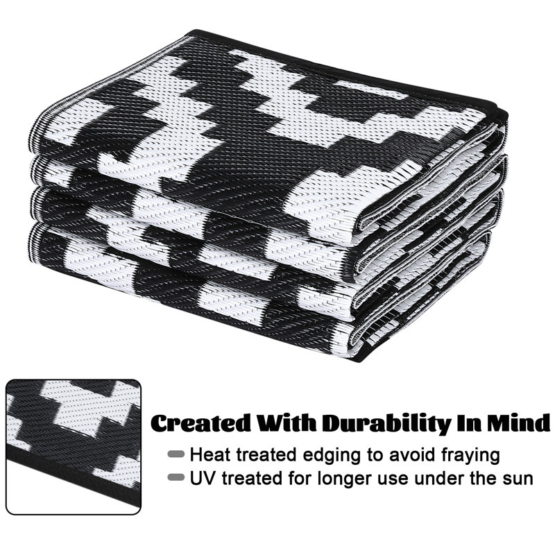 Tapis d'extérieur marocain réversible pour l'extérieur, Rectangle 8 pi x 10 pi