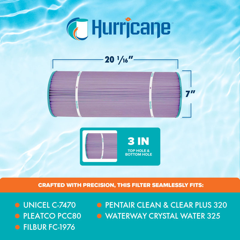 Hurricane Filters HF7470-04P Purple Spa Cartridge Replacement, 4 Pack