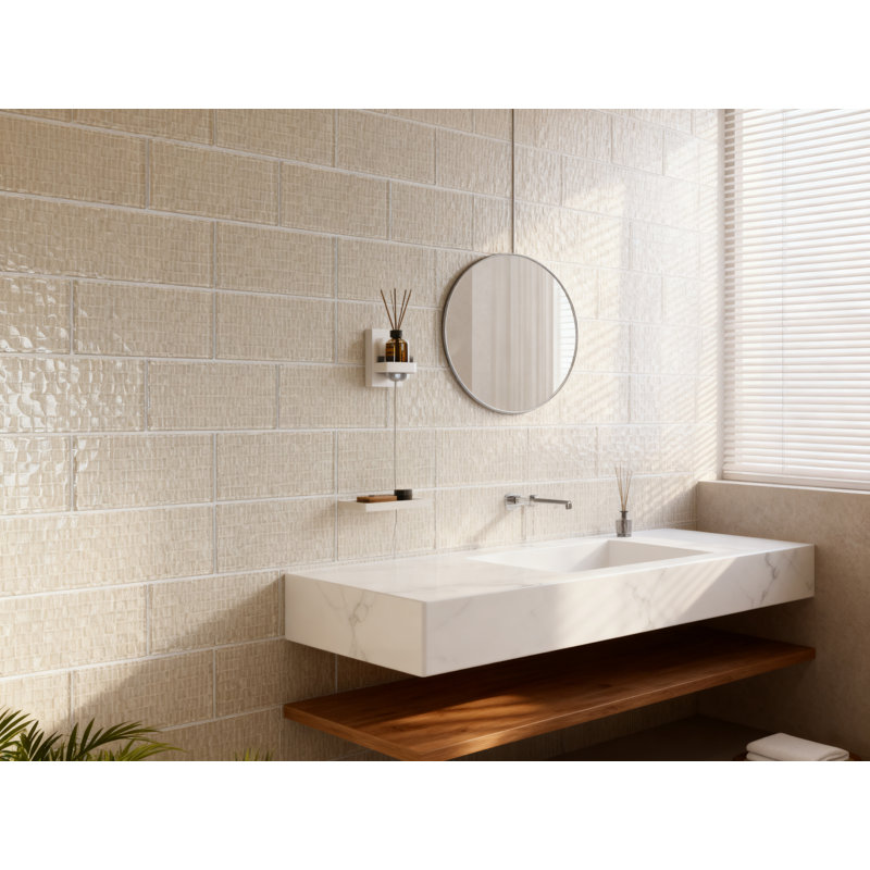 Metro Cubes 3 in. x 6 in. Textured Glass Straight Edge Subway Decorative Kitchen & Bathroom Wall Tile
