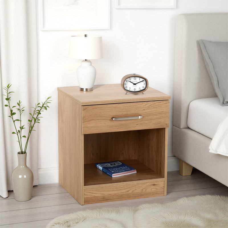 Sumrah 40cm W Manufactured Wood Bedside Table, Brown