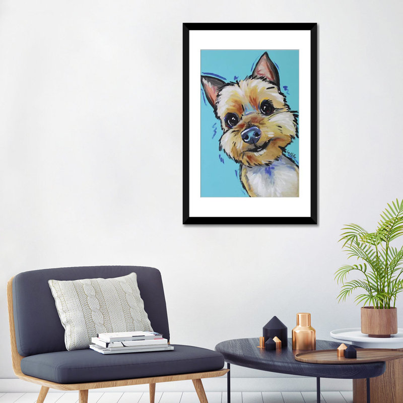 «Hippie Hound Studios», reproduction d'art sur toile tendue «Yorkie Jaxson», H 32 po x l 24 po x P 1 po, Blanc