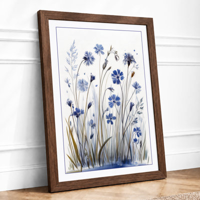 Blue Wildflower Study Botanical - Framed Print