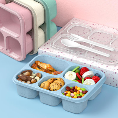 4-Pack Bento Box for Adults – 5-Compartment Meal Prep Containers