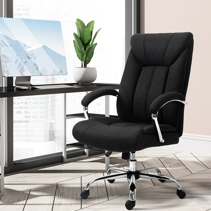 Chaise de bureau à haut dossier, chaise de bureau d'ordinateur avec support lombaire et hauteur réglable