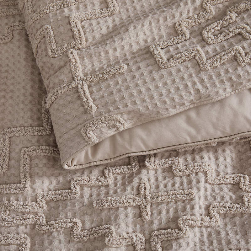 KIVA STEPS F/Q COMFORTER SET FEATHER GRAY, Queen Comforter + 2 Standard Shams