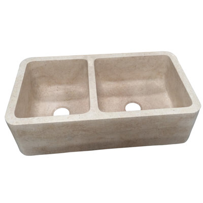 Dryden 33'' L Double Bowl Marble Kitchen Sink