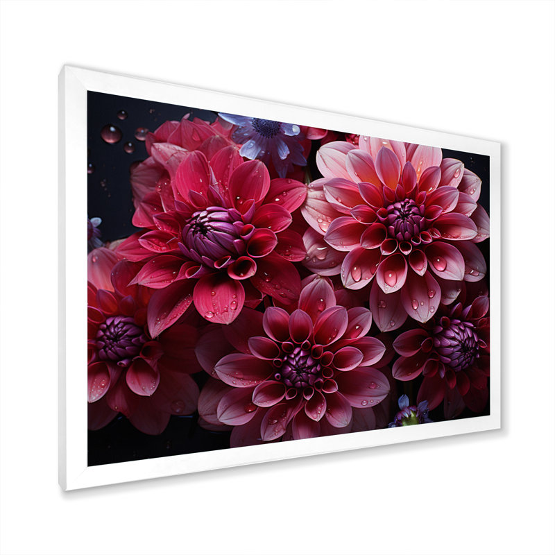 Majestic Pink Dahlia II - Floral Canvas Wall Art, H 30 po x l 40 po x P 1,5 po, Cadre simple blanc