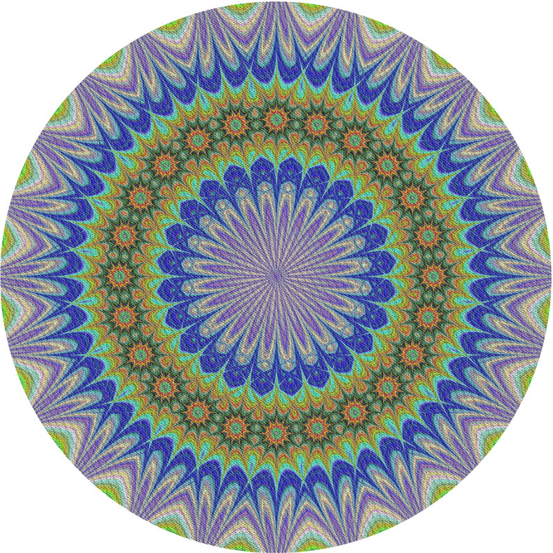 Vert abstrait/mauve/Tapis décoratif bleu, Rond 6 pi