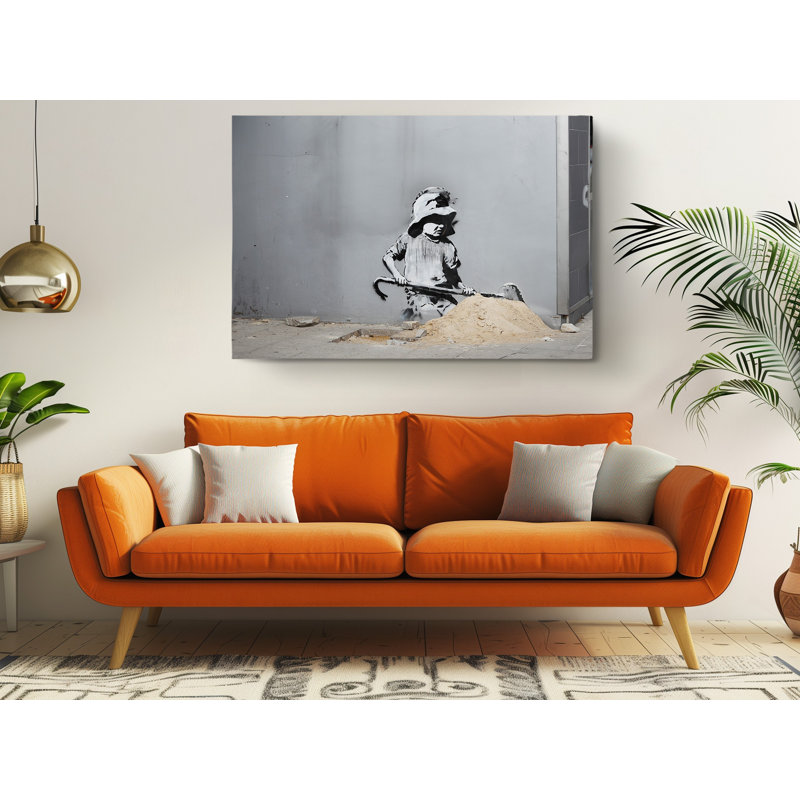Impression sur toile Banksy Crowbar Girl Street, H 30 po x l 45 po