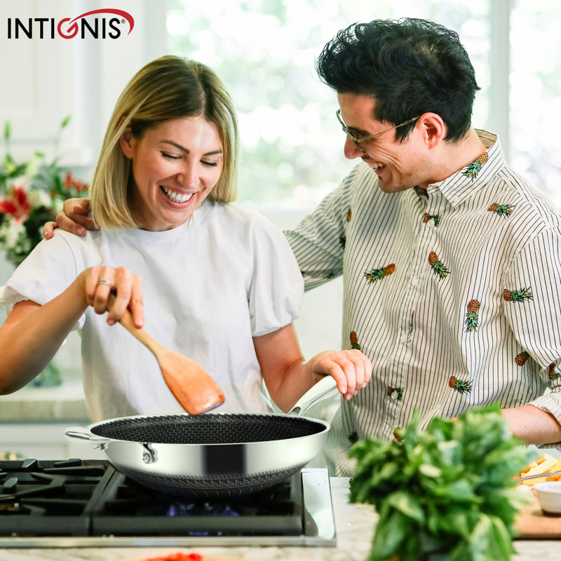 Ebern Designs Non-Stick Stainless Steel Wok with Lid