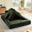 Canapé quatre places en velours côtelé kaki, suède confortable, combinaisons polyvalentes, idéal pour les moments de détente des parents dans un grand espace douillet à la maison.