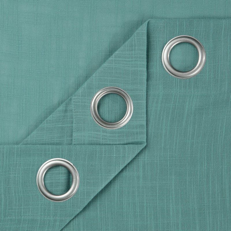 Monge Solid Semi Sheer Grommet Curtain Panels, 52" W x 108" L, Turquoise