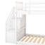 Lit simple au-dessus d'un lit superposé blanc avec glissade et escalier - Bois compact de qualité et peu encombrant-167974413