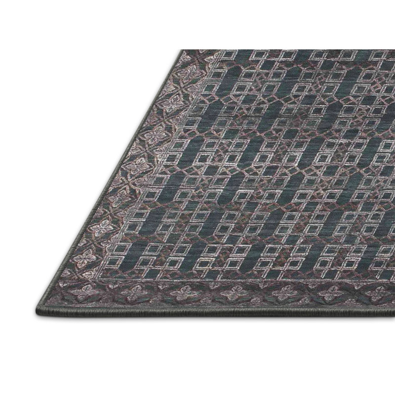 Tapis de zone noire contemporaine, Rectangle 5 pi x 7 pi