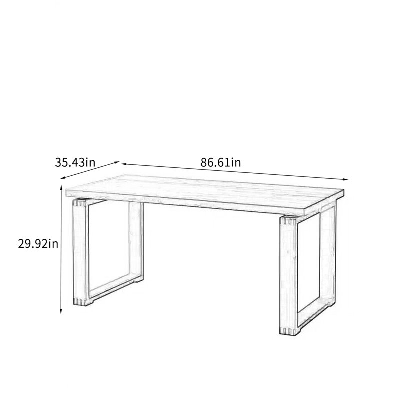 Table de salle à manger en noyer massif avec conception flexible., H 29,92 po x L 86,61 po x l 35,43 po