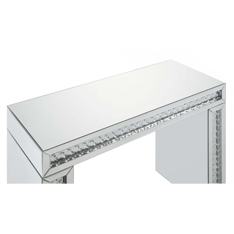 Bureau de coiffeuse en miroir et faux cristaux (assemblé)