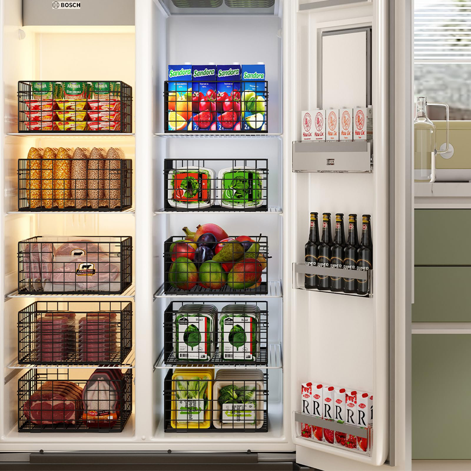 Mint Pantry® Metal Wire Basket Pantry Basket Foldable Cabinet Organizer ...