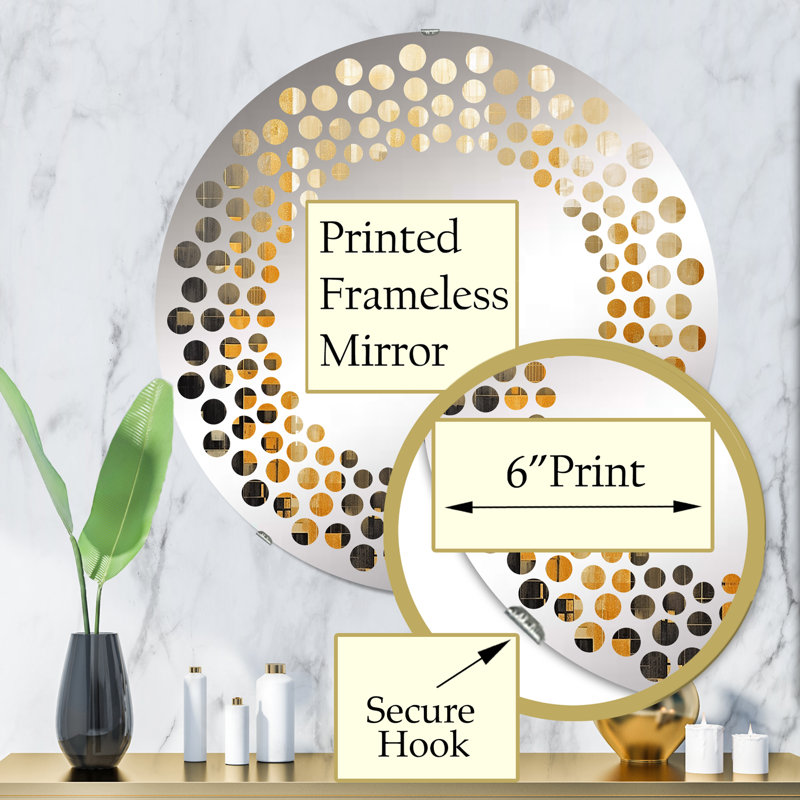 Miroir mural rond, H 32 po x l 32 po, Jaune