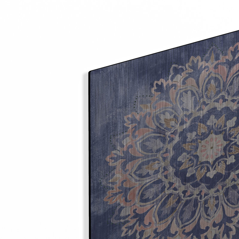Bungalow Rose «Mandala Delight 2 Navy» par Danhui Nai, art mural en métal, H 12 po x l 12 po