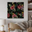 Fleurs tropicales roses sur fond noir - Décoration murale traditionnelle en bois-66838089-66838094