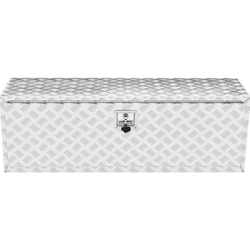 Boîte de poids lourds en aluminium à plaque de diamant, 48 po, 17 po, 18 po, imperméable, verrouillable, pour camion, fourgonnette, outil de remorque, rangement de 48 po, 17 po, 18 po, serrure et clés, loquet à poignée en T, protège les articles
