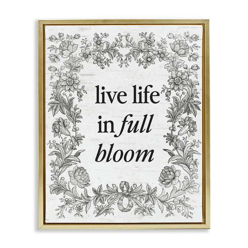 Cadre flottant rétro Life in Full Bloom, design par Lettré et doublé, H 21 po x l 17 po, Cadre flottant métallique doré