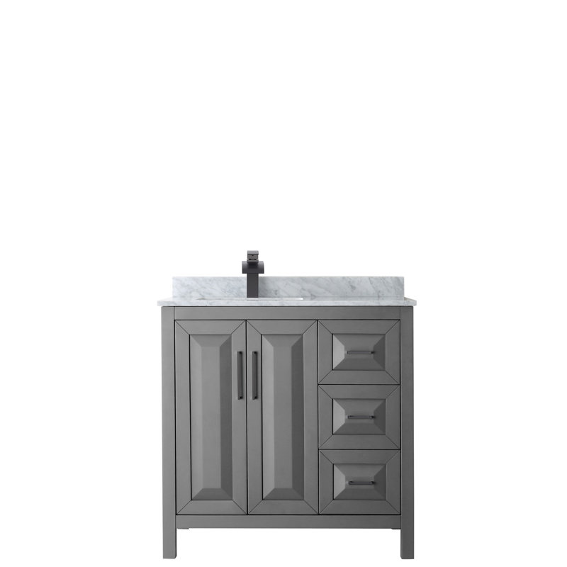 Ensemble de meuble-lavabo simple 36 po Daria, Gris foncé, Noir mat