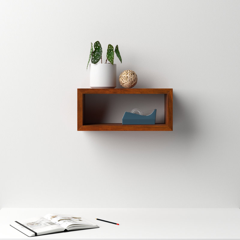 Robin Rectangle Solid Wood Floating Shelf, Walnut Brown, 8" H x 18" W x 8" D