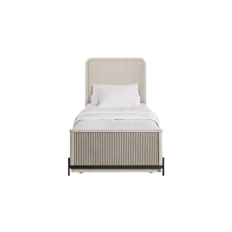 Lit gigogne double Taupe avec esthétique transitionnelle décontractée et structure simple en bois massif taupe