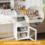 Makeup Vanity Desk with Mirror & 3 Light Colours Available, Modern Bedroom Dressing Table, White-1988703737