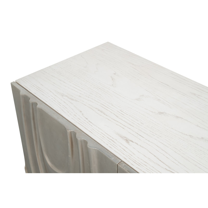 Capriole 86'' W Solid Wood, White/Silver