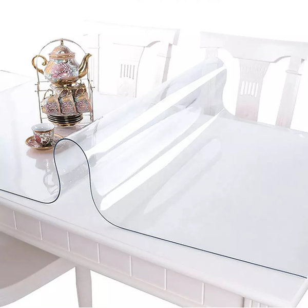 Symple Stuff Clear Plastic Vinyl Pvc Fabric Table Cover Protectorfor ...