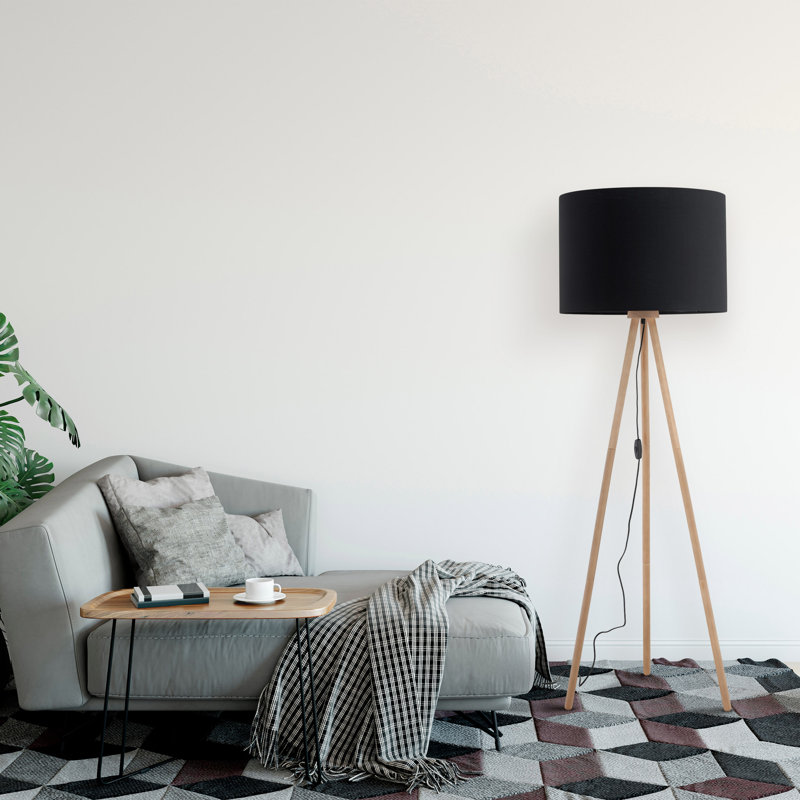 Lampe sur pied Addisin, Noir, noir, noir, noir