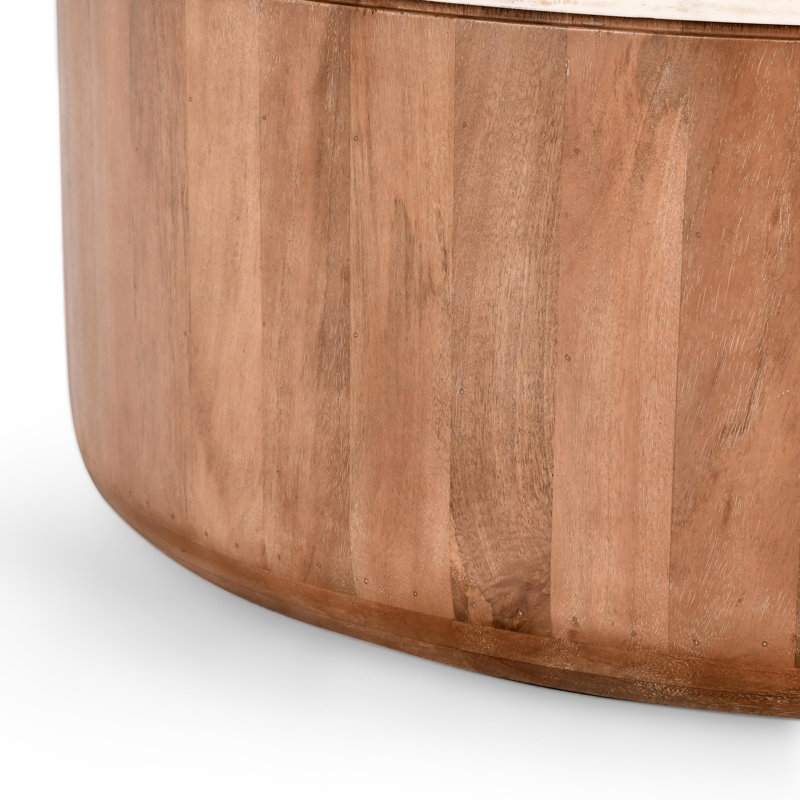 Josie Wood and Marble Round Coffee Table