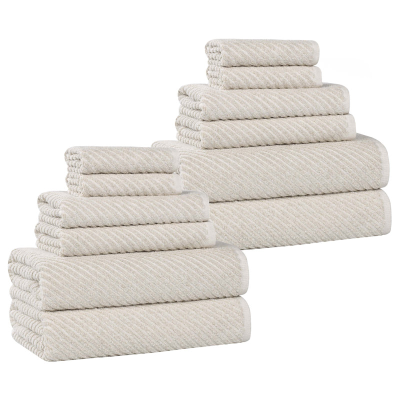  Ensemble de 12 serviettes en coton mélangé super doux et absorbant Amelia, Beige