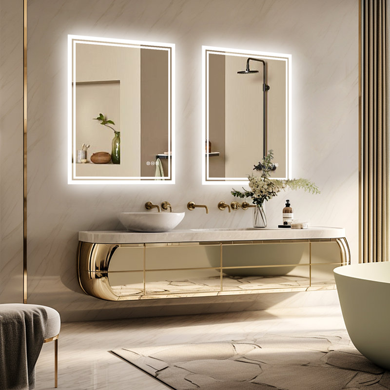 Miroir mural lumineux sans cadre Cevat, 35,5 po x 27,5 po