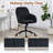 Velvet Home Office Chair with Gold Base and Wheels, Modern Makeup Vanity Chair, Height Adjustable Swivel Desk Chair for Living Room Bedroom Study Room, Black-1165142557