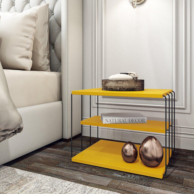 Table de bout avec rangement Debussy, Jaune