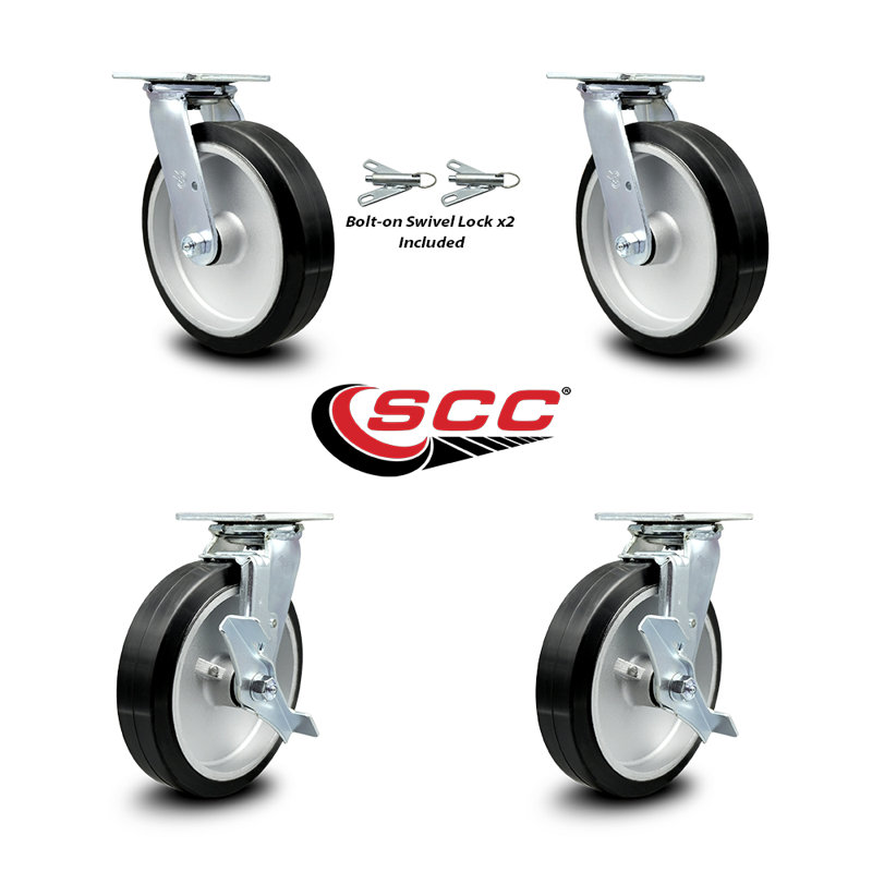 4 Piece Rubber on Aluminum Caster Set