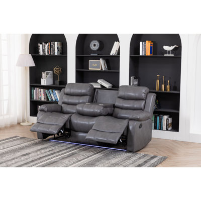 Adele 77.2'' Faux Leather Reclining Sofa
