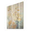 «Golden Blue Geraniums Bloom I - Geraniums», art mural sur bois de pin naturel-935490656