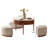 31.5" Lift Top Round Coffee Table Set, Mid-Century Solid Wood Storage Cocktail Table Complete with 3 Upholstered Fabric Stools for Living Room-508549573