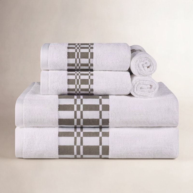 Ensemble de serviettes 6 pièces Mikira Larissa, Blanc / noir