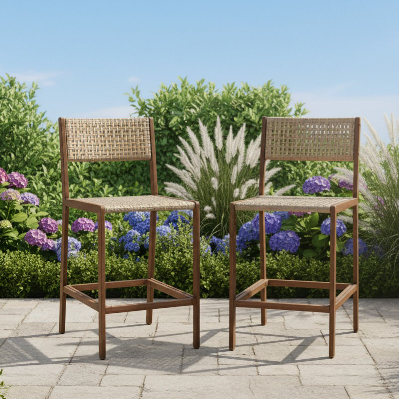 Ensemble de 2 tabourets de bar d'extérieur de qualité supérieure résistant aux intempéries, l 17,95 po x P 23,7 po x H 43,31 po, siège de piscine moderne pour la cour arrière